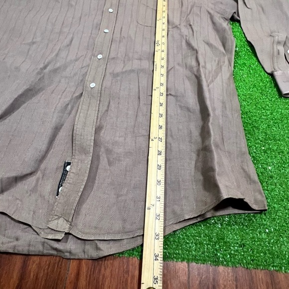 Vintage Ferrell Reed Western Shirt XL 80s Button Down Brown Vertical Stripes - Picture 5 of 5